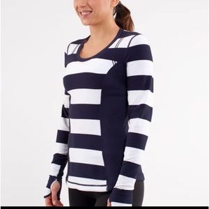 Lululemon Navy Sailor Stripes Run Long Sleeve Sz. 6